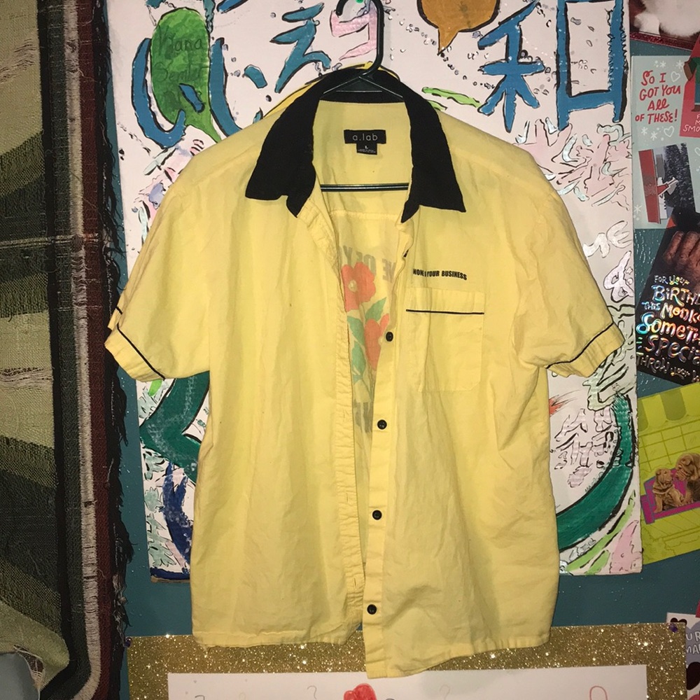 A vintage button up with a graphic design